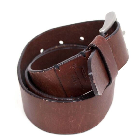 Fossil SADDLE BROWN GENUINE LEATHER 1.5"Wd DRESS CASUAL MEN'S BELT Sz 32/80 (B10 - Picture 5 of 11
